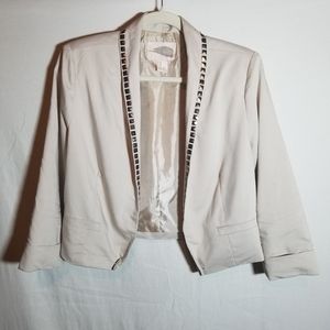 Tan sleek Blazer with metal detailing